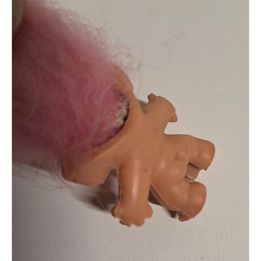 1964 SHE Troll Doll Pink Hair 1.5" Blue Dress DAM Amber Eyes Vintage - Picture 8 of 10